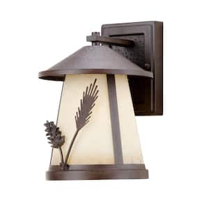 Lodge 1-Light Weathered Spruce Outdoor Wall Lantern Sconce