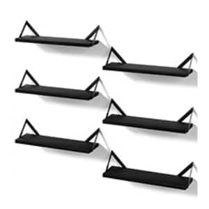 15.75 in. W x 4.72 in. D Floating Shelves for Wall Storage, Wood Shelves Decorative Wall Shelf, Black(Set of 6)