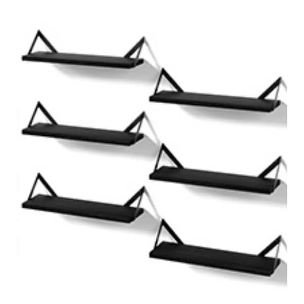 Unbranded 15.75 in. W x 4.72 in. D Floating Shelves for Wall Storage, Wood Shelves Decorative Wall Shelf, Black(Set of 6)