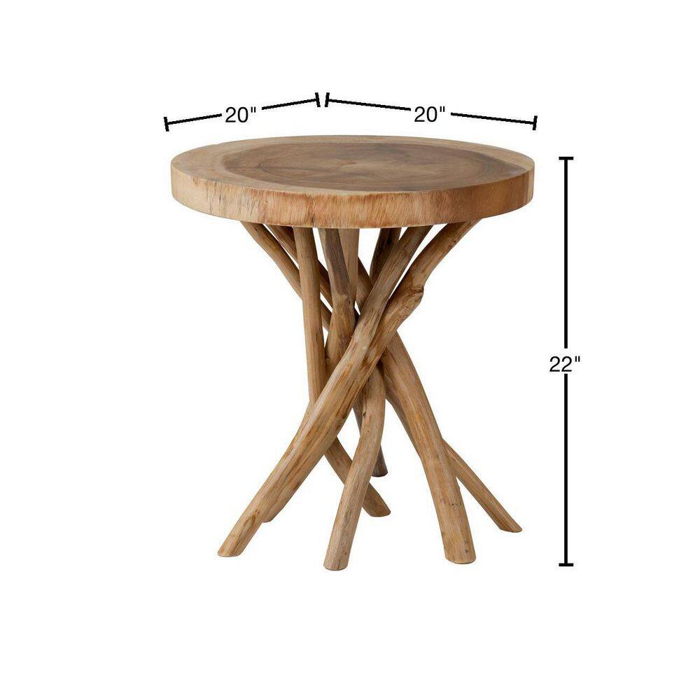 Merrill 22 in. Brown Teak Accent Table - thumbnail 3