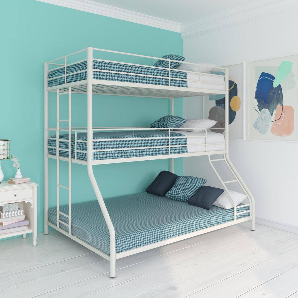 DHP Cormac White Metal Twin/Full Triple Bunk Bed
