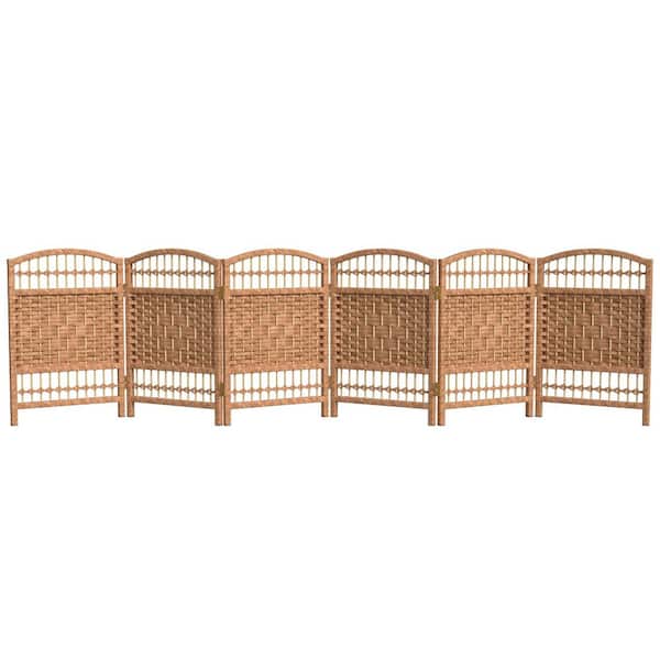 2 ft. Short Fiber Weave Folding Screen - Natural - 6 Panels