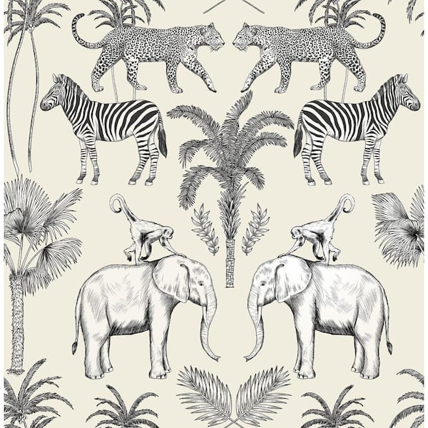 Nauman Eggshell White Safari Walk Wallpaper Sample