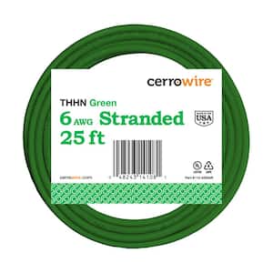 25 ft. 6 Gauge Green Stranded Copper THHN Wire