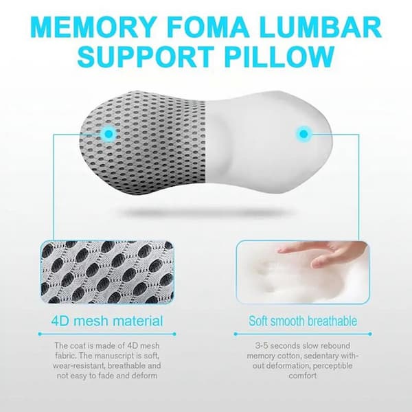  Lumbar Support Pillow - Memory Foam for Low Back Pain