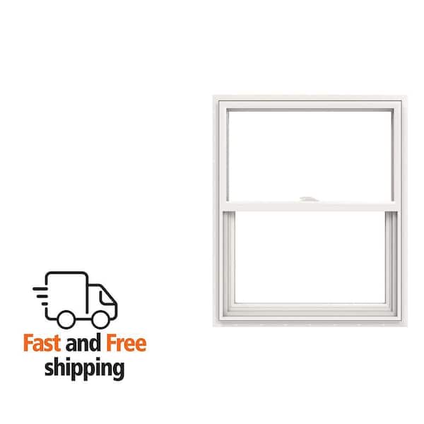 V-2500 30 in. x 36 in. White Vinyl Nailfin Single Hung Sideload Window with Low E, Argon, Screen, and No Grids