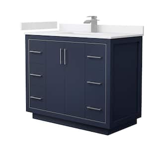 Icon 42 in. W x 22 in. D x 35 in. H Single Bath Vanity in Dark Blue with White Cultured Marble Top