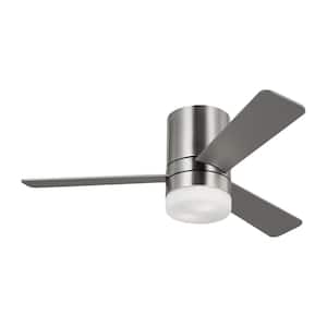 Era 44 in. Modern Brushed Steel Hugger Ceiling Fan with Reversible Blades, LED Light Kit and Wall Mount Control