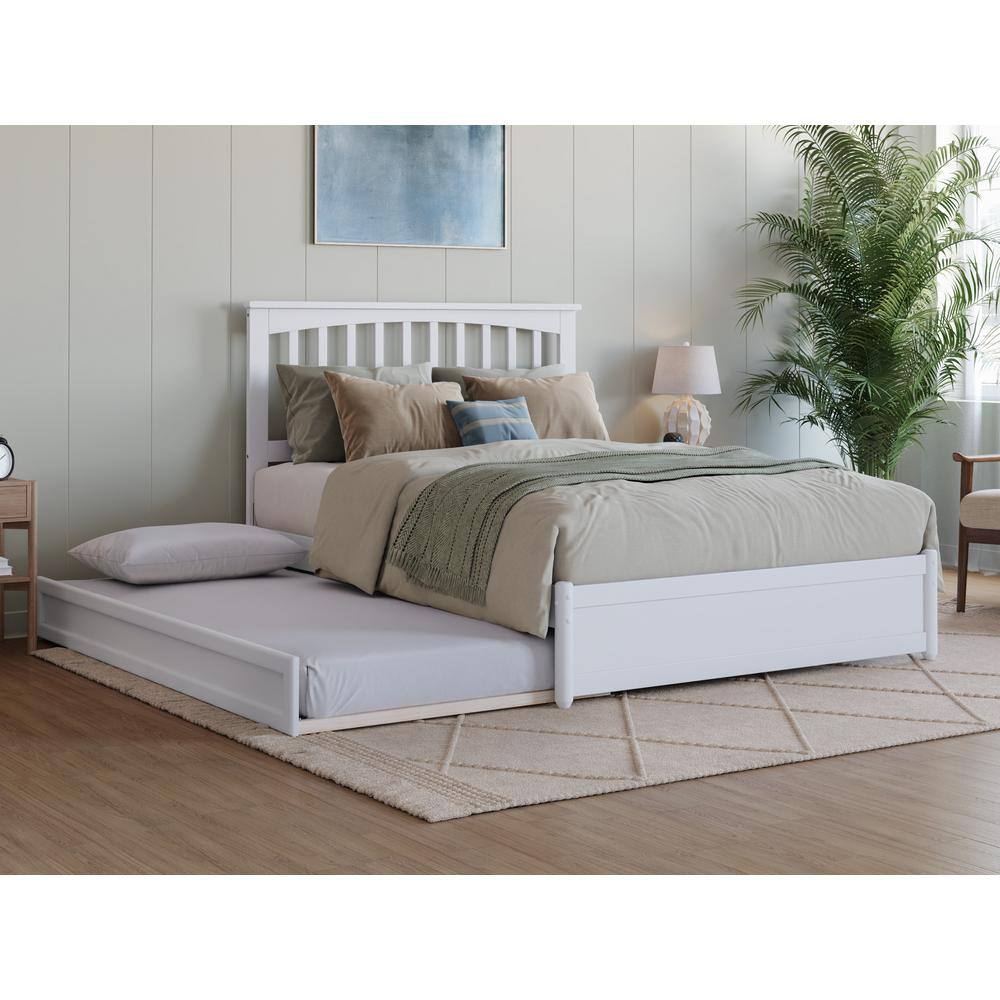 AFI Everett White Solid Wood Frame Full Platform Bed with Panel