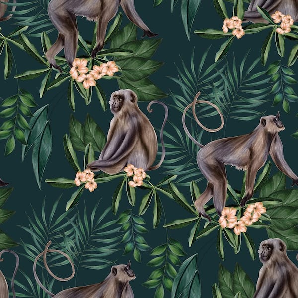 OhPopsi Morris Dark Blue Tropical Jungle Wallpaper