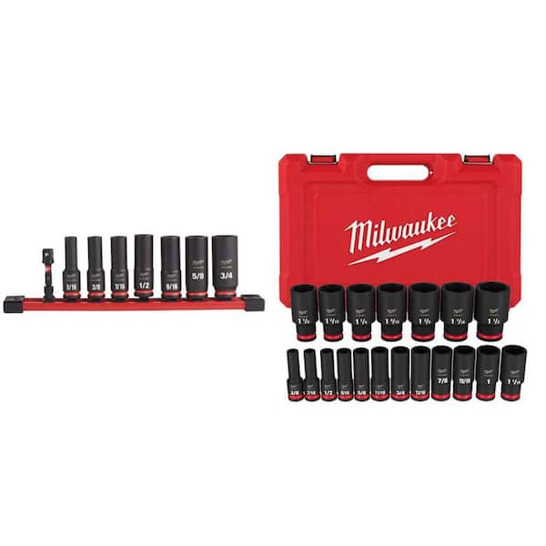 SHOCKWAVE Impact Duty 3/8 in. SAE Deep Impact Socket Set (8-PC) & SHOCKWAVE 1/2 in. Drive SAE Impact Socket Set (19-PC)