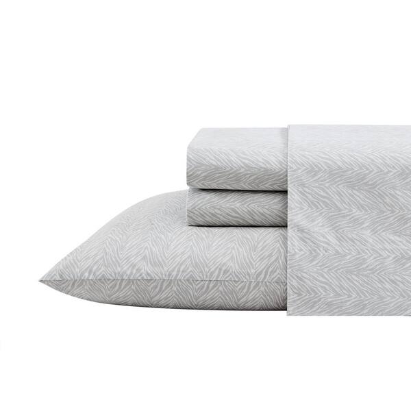 KENNETH COLE NEW YORK Urban Zebra 4-Piece Gray Cotton Queen Sheet Set