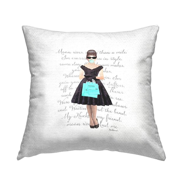 Stupell Industries Glam Woman Shopping Black Square Outdoor Throw Pillow