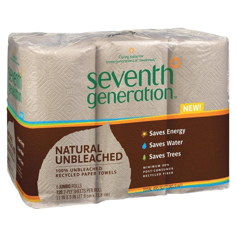 SEVENTH GENERATION Unbleached 100% Recycled Paper Towels (6 Rolls per Pack)  SEV13737 - The Home Depot