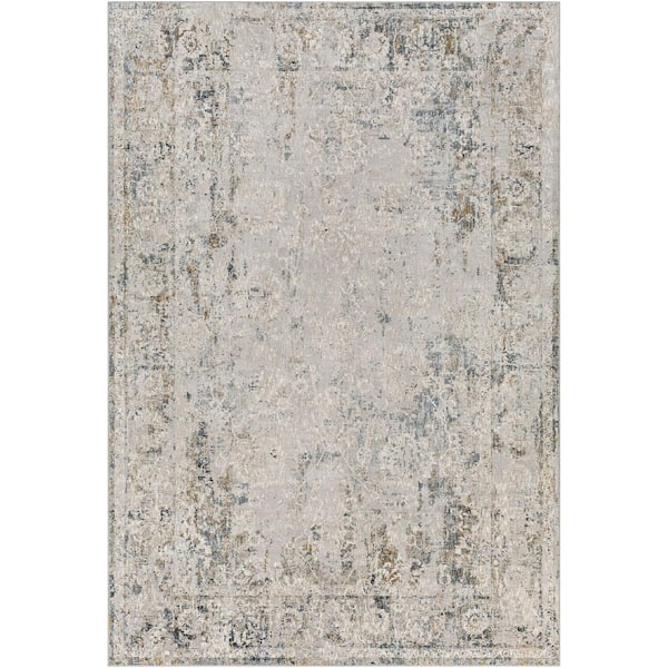 Carmel Light Gray Traditional Distressed 6 ft. 7 in. x 9 ft. 6 in. Area Rug