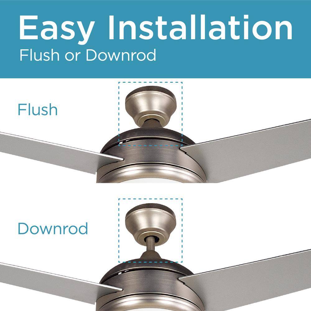 52-Inch Brushed Nickel Ceiling Fan with Light and Remote