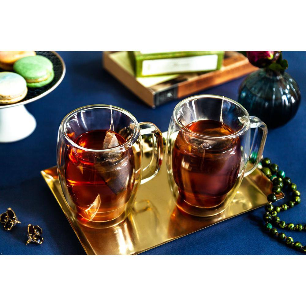 Cadus 10-Ounce Double Wall Glass Coffee and Tea Mugs Set