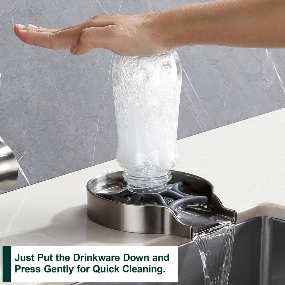 Brushed Nickel Kitchen Sink Glass Rinser with Zinc Alloy Tray