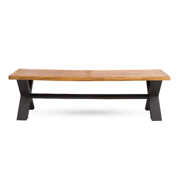 ITOPFOX 63 in. Teak Outdoor Storage Stool Dinning Bench