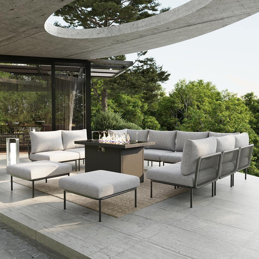 11 Pieces Aluminum Patio Furniture Set with Fire Pit Table and Upgrade Thickness Cushion price history on PriceWatchPro