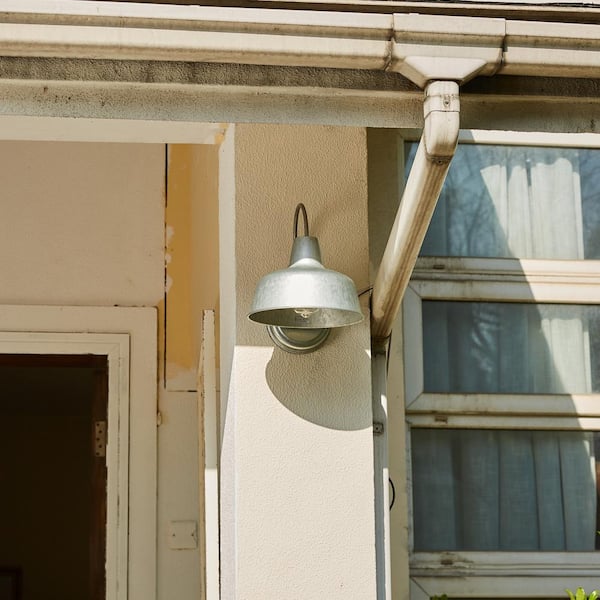 1-Light Galvanized Farmhouse Outdoor Wall Mount Barn Light Sconce (2-Pack)