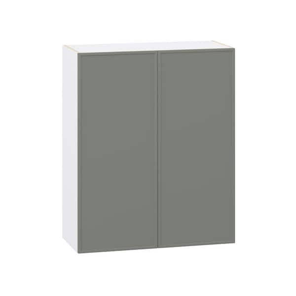 Fairview 33 in. W x 14 in. D x 40 in. H Slim Shaker Assembled Wall Kitchen Cabinet in Moss Green
