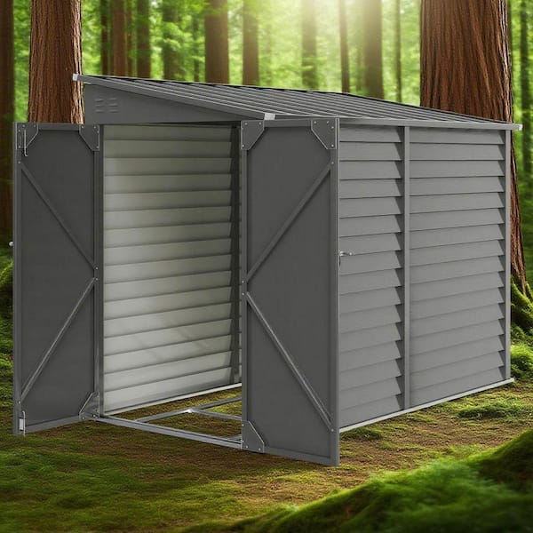 Zeus & Ruta 9 ft. W x 5 ft. D Dark Gray Metal Garden Shed for