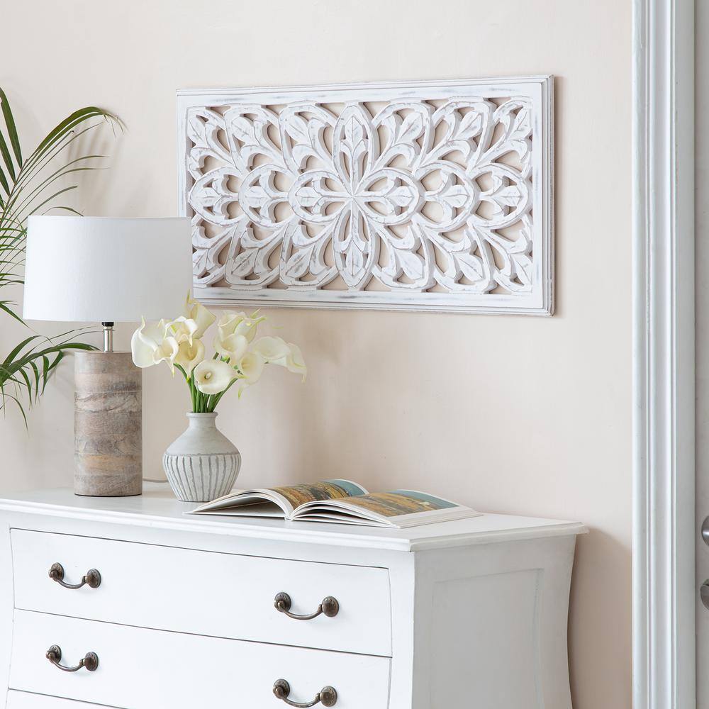 Augustus White Hand-Carved Wood Medallion Wall Art