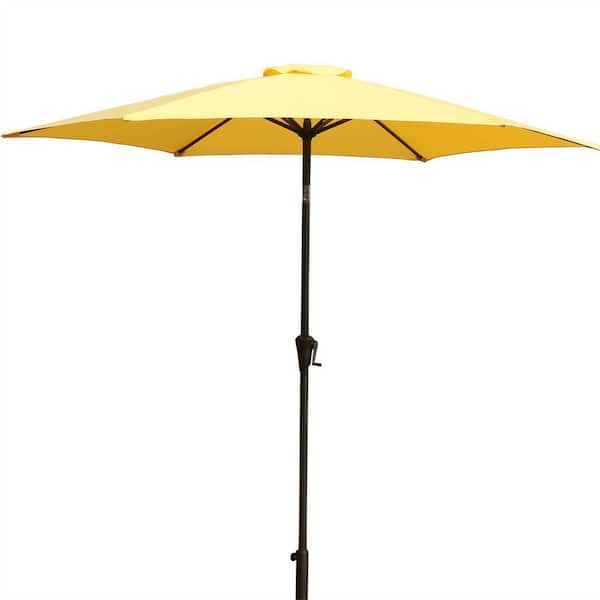 maocao hoom 9 ft. Market Round Outdoor Patio Umbrella in Yellow
