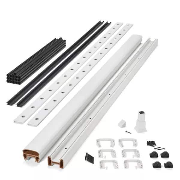 Transcend 6 ft. x 36 in. Classic White Composite Horizontal Deck Rail Kit with Black Round Aluminum Balusters