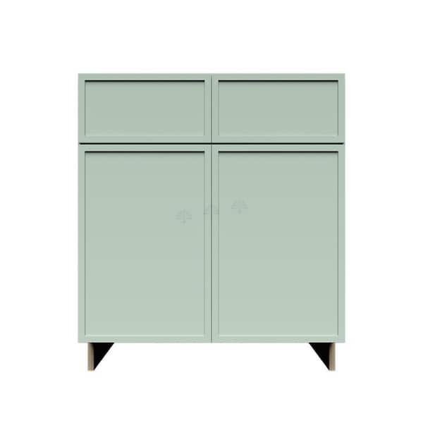 LIFEART CABINETRY Slim Shaker Assembled 39 in. W x 34.5 in. H x 24 in. D Sink Base Kitchen Cabinet in Green