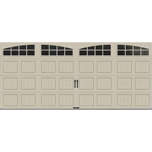 Gallery Steel Short Panel 16 ft x 7 ft Insulated 6.5 R-Value  Desert Tan Garage Door with Arch Windows