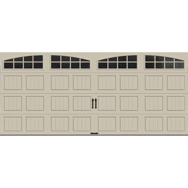 Clopay Gallery Collection 16 ft. x 7 ft. 6.5 R-Value Insulated Desert Tan Garage Door with Arch Window