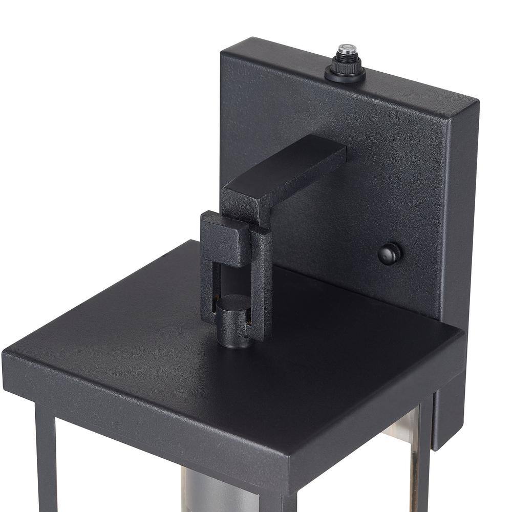 Black Metal and Glass Outdoor Wall Lantern Sconce with Photocell