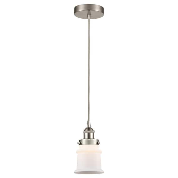 Canton 60-Watt 1-Light Brushed Satin Nickel Standard Mini Pendant Light with Painted Glass Shade, No Bulbs Included