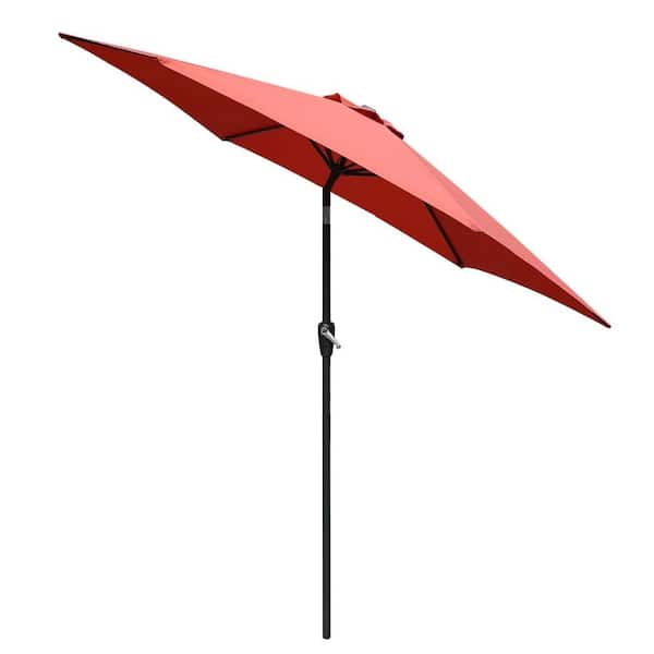 TIRAMISUBEST 8.7 ft. Iron Patio Umbrella in Red