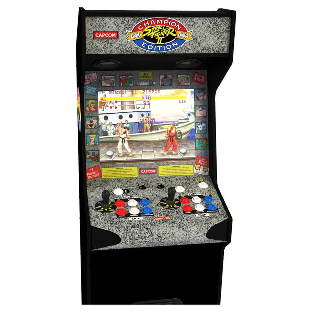 Street Fighter II Deluxe 5ft Black Arcade Cabinet with 17" Screen