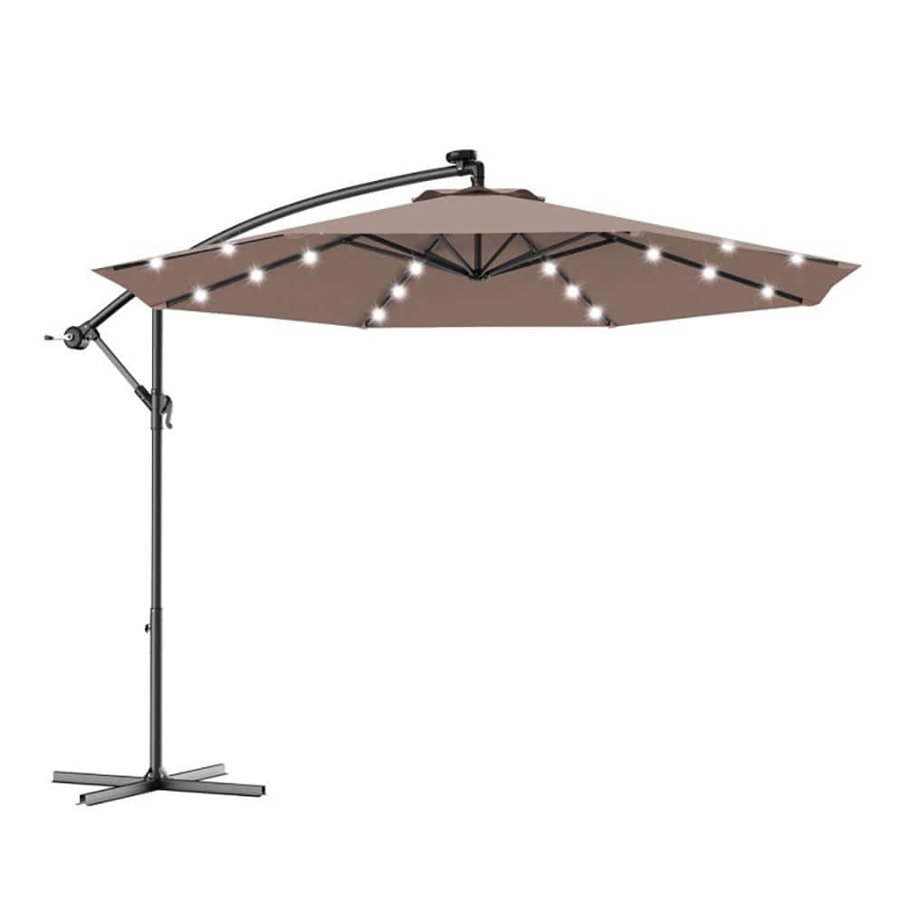 10Ft Solar Led Hanging Patio Sun Shade With Cross Base For Outdoor Lawn, Tan price history on PriceWatchPro
