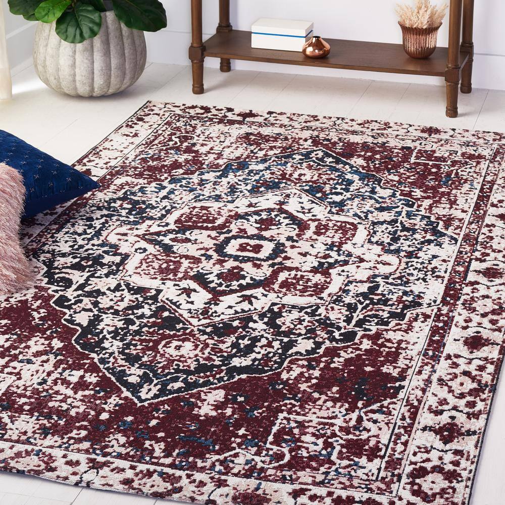 Heirloom Red Cotton Blend 24" Rectangular Easy Care Rug
