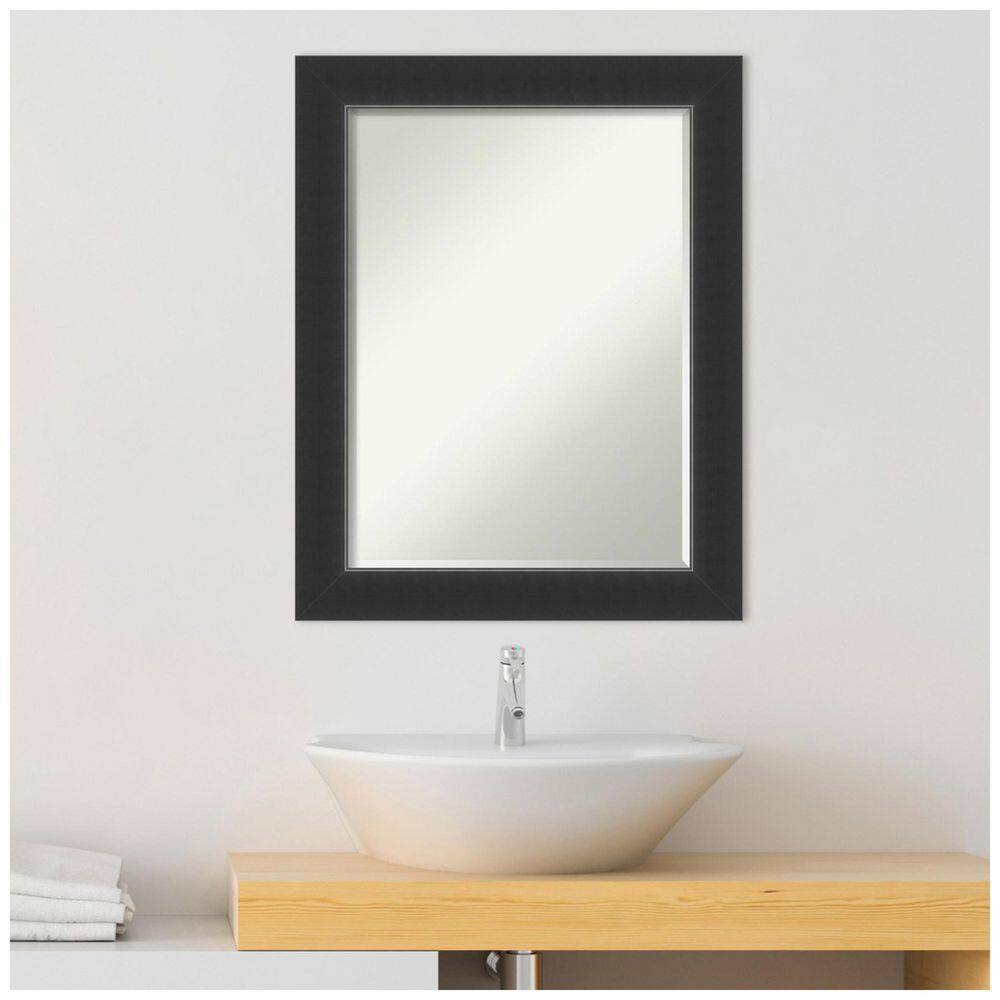 Corvino Black Petite Bevel Wood Bathroom Vanity Mirror