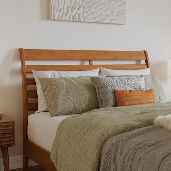 Savannah Light Toffee Natural Bronze Solid Wood Queen Headboard Attachable Charger