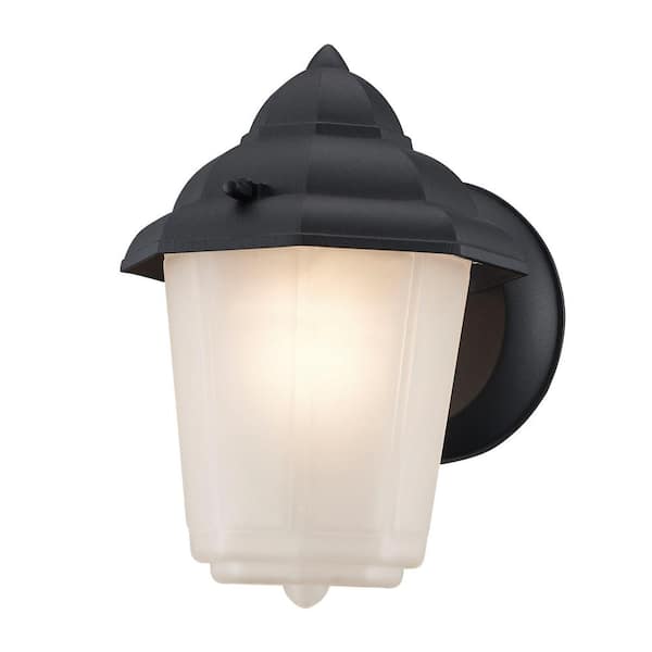 Dale 1-Light Black Outdoor Wall Light Fixture with Frosted Glass