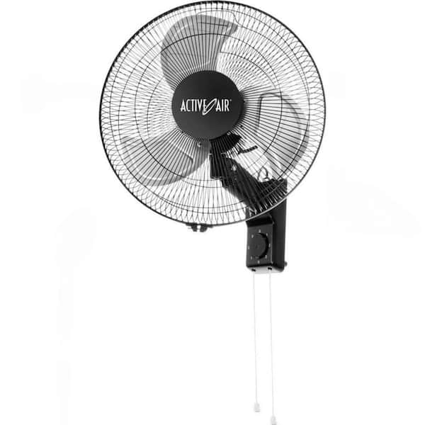 16 in. 3-Speed Active Air Whisper Quiet Heavy Duty Wall Mount Fan, Black