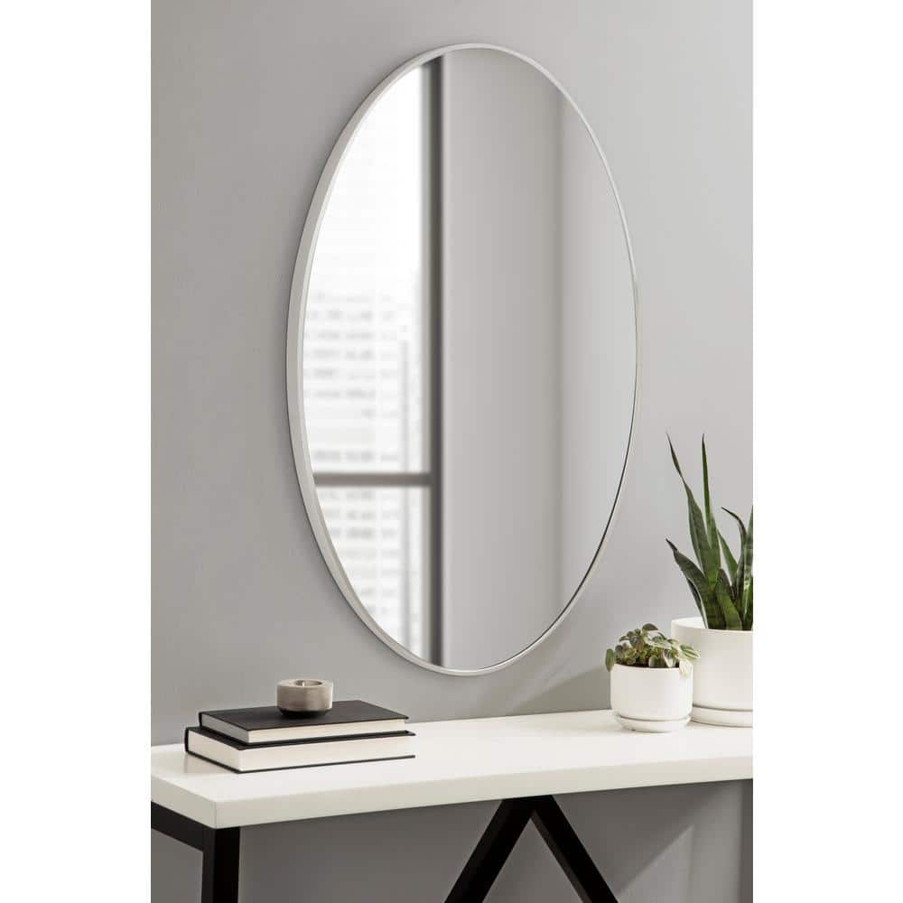 Zayda 24x36 Silver Aluminum Oval Bathroom Mirror