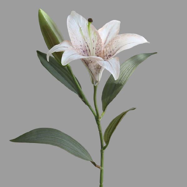 Angel Sar Vintage 20.86 in. White Silk Indoor Artificial Lily
