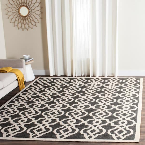 Four Seasons 8 ft. x 10 ft. Anthracite/Ivory Trellis Lattice Area Rug