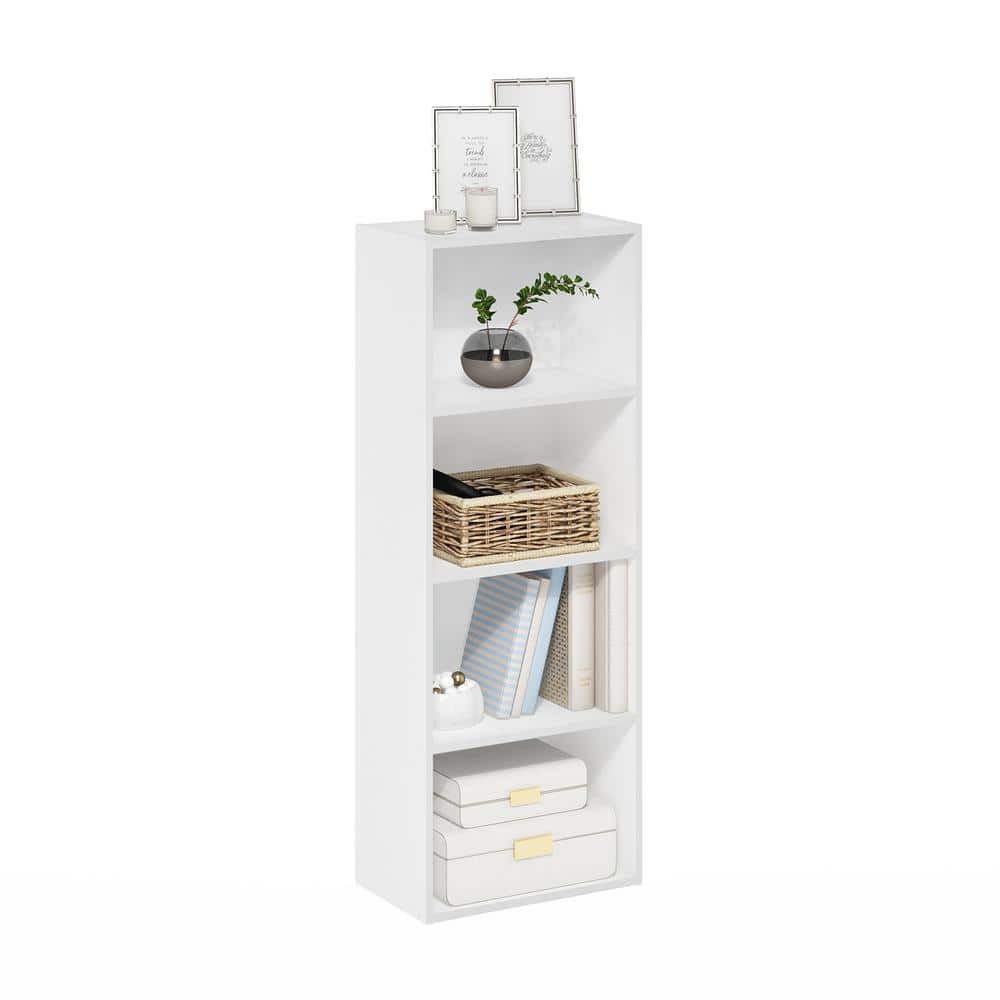 White Stackable 4-Tier Composite Wood Bookcase