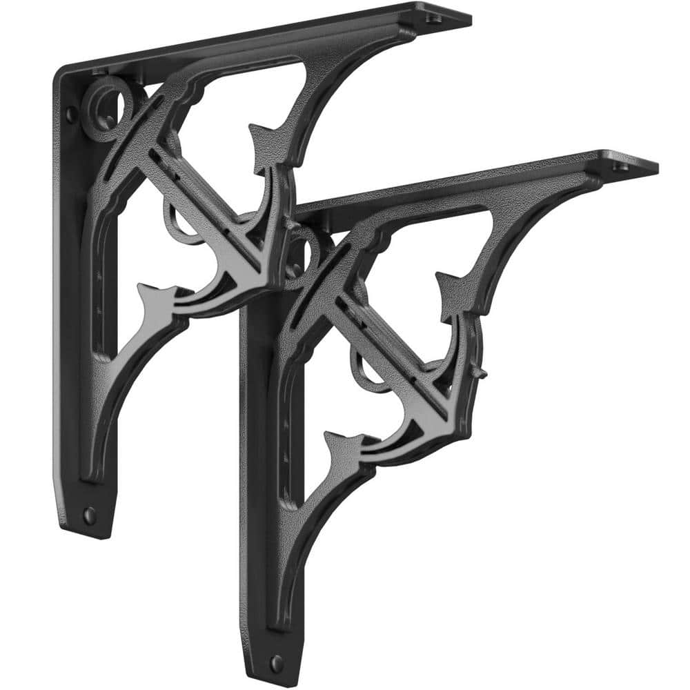 Starby Folly 10 in. L Black Steel Heavy Duty Shelf Bracket (2Pack) SB