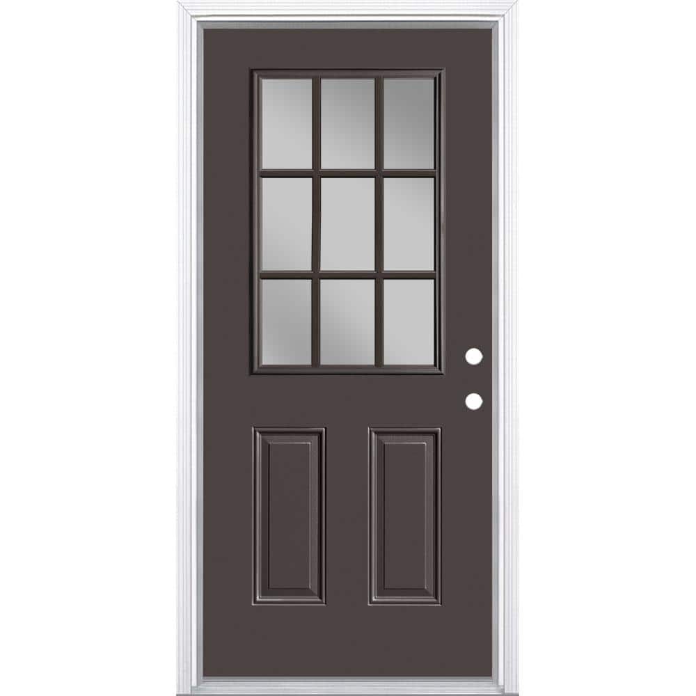 36 in. x 80 in. 9 Lite Left Hand Inswing Painted Steel Prehung Front Exterior Door with Brickmold price history on PriceWatchPro