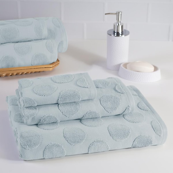 Noble Linens 6 Piece Farmhouse Cotton Bath Towel Set, Light Gray